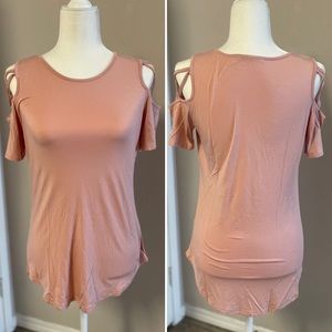 ADREAMLY Pink Top with Cutout Shoulders, Size M